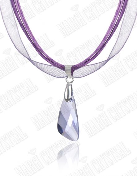 Колие с кристал Swarovski Крило 23 мм, Provance Lavender, органза