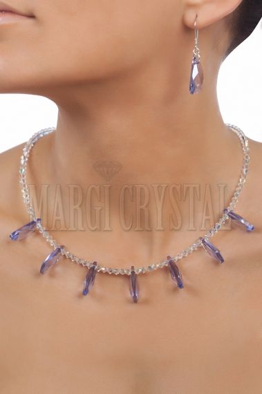 Комплект с кристали Swarovski Крило 23 мм, Provance Lavender, сребро 925