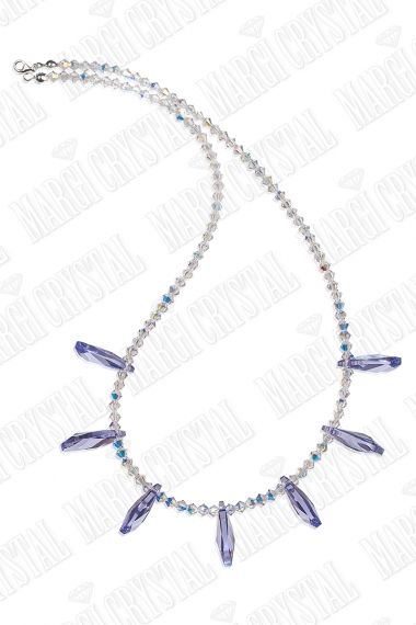 Колие с кристали Swarovski Крило 23 мм, Provance Lavender, сребро 925