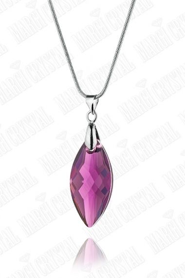 Колие с кристал Swarovski Капка (6110) 30 мм, Amethyst