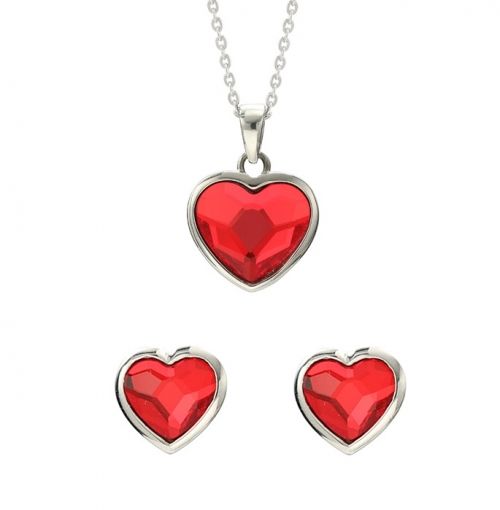 Комплкт Love Heart с кристали Swarovski в различни цветове