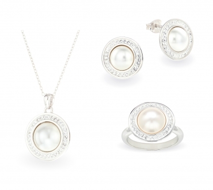 Комплект Brilliance Pearls с кристали Swarovski в различни цветове, сребро 925