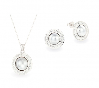 Комплект Brilliance Pearls с кристали Swarovski в различни цветове, сребро 925