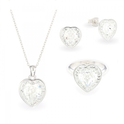 Комплект Brilliance Love Small с кристали Swarovski в различни цветове, сребро 925