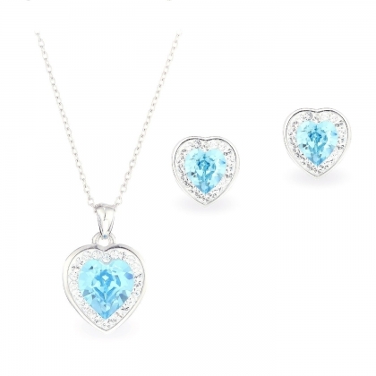 Комплект Brilliance Love Small с кристали Swarovski в различни цветове, сребро 925