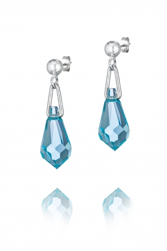 Обеци с кристали Swarovski Капка (6000) 15мм, Light Turquoise, сребро 925