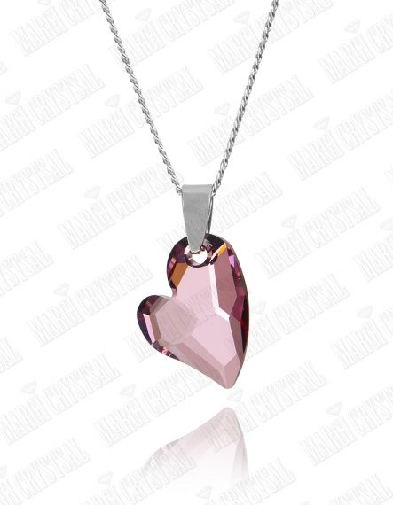 Колие Сърце "Devoted 2 U Heart" 17 мм, Antique Pink, сребро 925