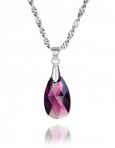 Колиес кристали Swarovski Капка (Pear-shaped) 22 мм, Amethyst Blend, синджир