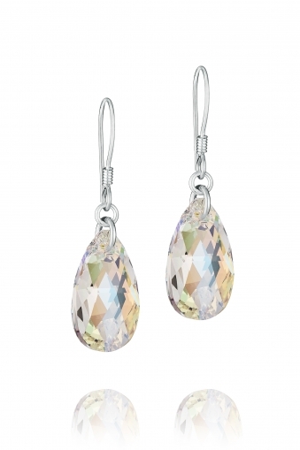 Обеци с кристали Swarovski Капка (Pear-shaped) 22мм, сребро 925