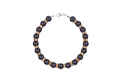 Гривна с перли Swarovski и кристали Swarovski, Dark Purple