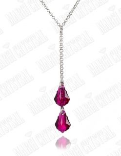 Колие с кристали Swarovski Барок 16 мм, сребро 925, Ruby