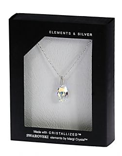 Колие с кристал Swarovski  Капка (Pear-shaped) 16 мм, сребро 925