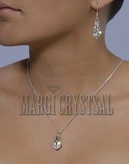 Колие  с кристал Swarovski Капка (6000) 22мм, Aurore Boreale, сребро 925