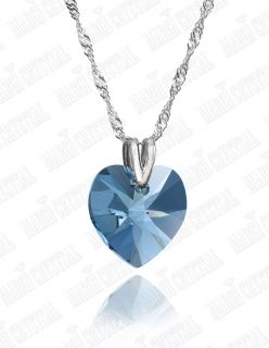 Колие с кристал Swarovski Сърце 18 мм, Light Sapphire, сребро 925