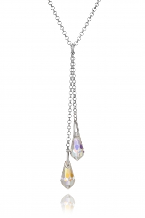 Колие с кристали Swarovski Капка (6000) Aurore Boreale, сребро 925