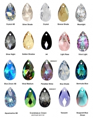 Колие с кристал Swarovski  Капка (Pear-shaped) 22 мм, синджир