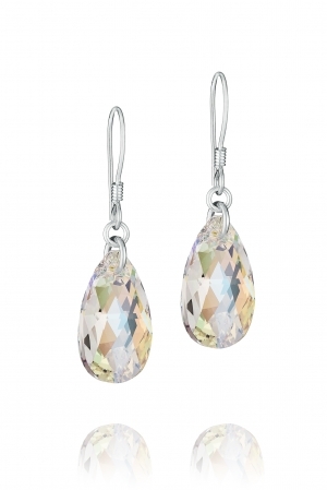 Обеци с кристали Swarovski Капка (Pear-shaped) 22мм, сребро 925