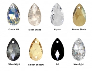 Колие с кристали Swarovski Капка (Pear-shaped) 28мм, Aurore Boreale, органза